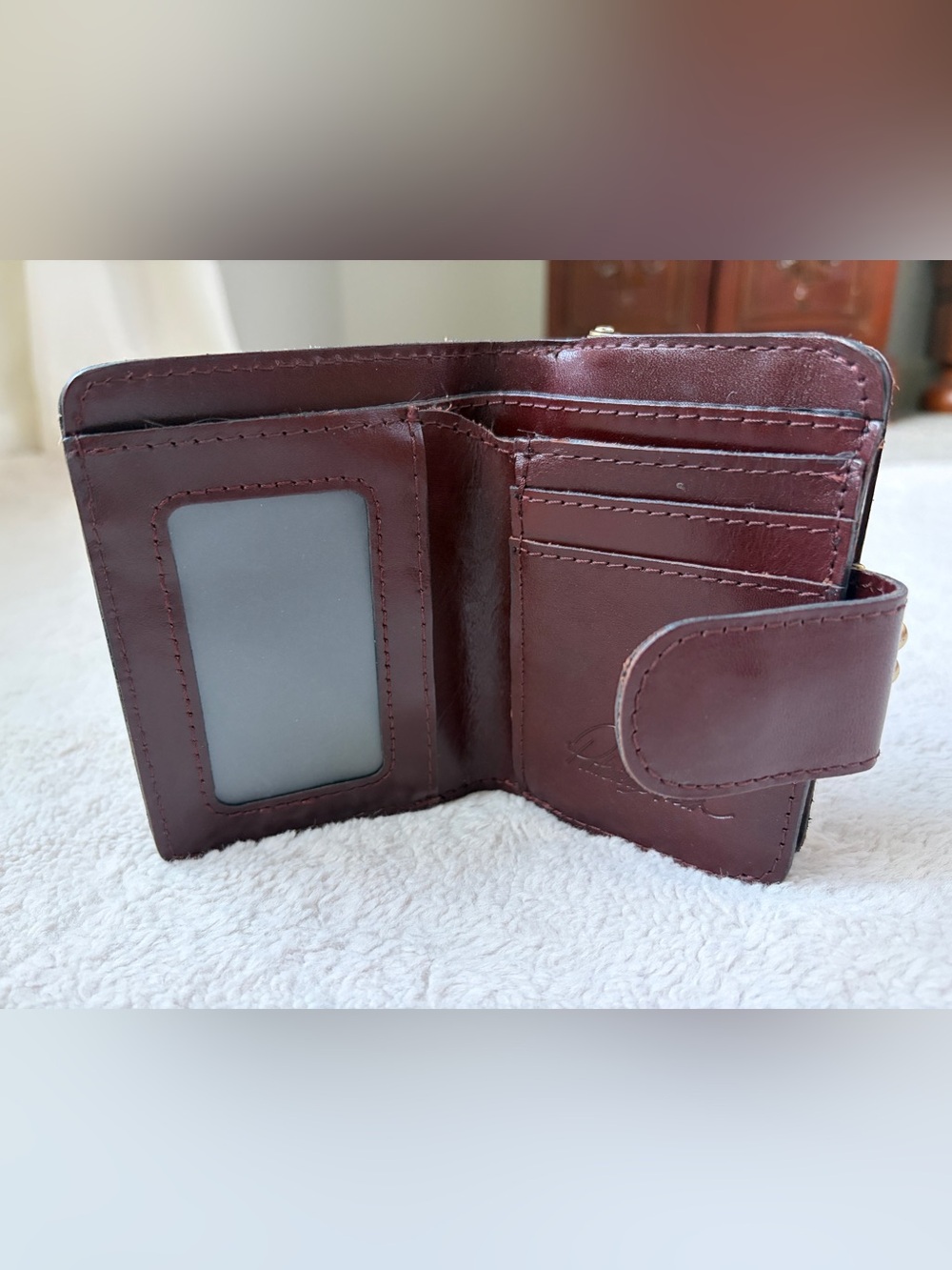 Patricia Nash Italy Floral Scenic Bifold Leather Wallet with Brown Snap - Picture 3 of 10